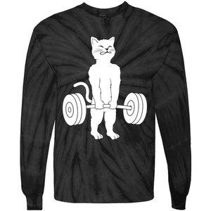 Muscle Cat Powerlifting Kitty Tie-Dye Long Sleeve Shirt