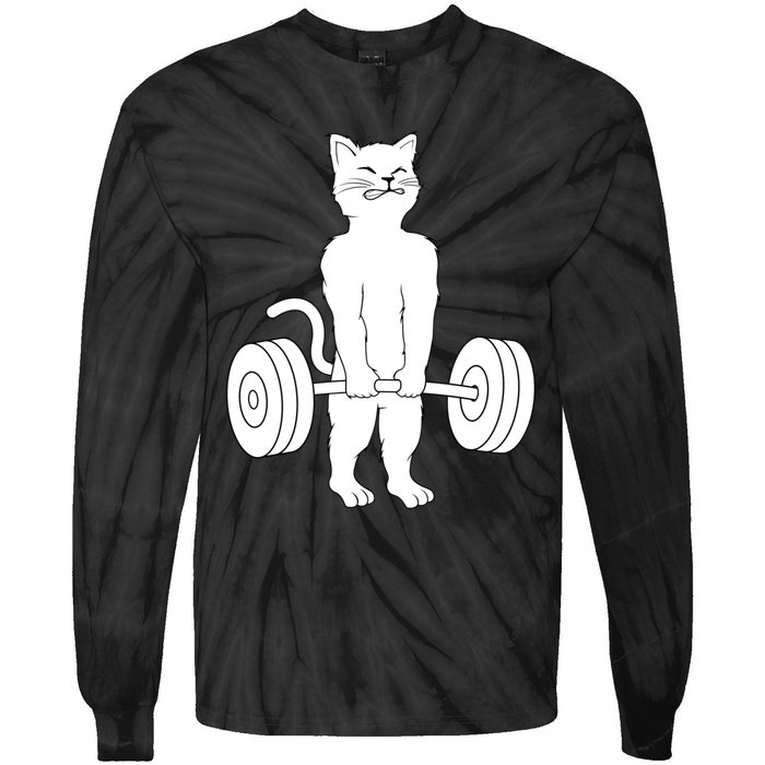 Muscle Cat Powerlifting Kitty Tie-Dye Long Sleeve Shirt