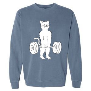 Muscle Cat Powerlifting Kitty Garment-Dyed Sweatshirt