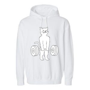 Muscle Cat Powerlifting Kitty Garment-Dyed Fleece Hoodie