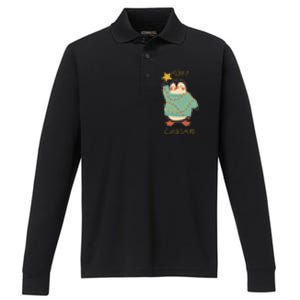 Merry Christmas Penguin Cool Gift Performance Long Sleeve Polo