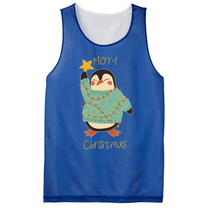 Merry Christmas Penguin Cool Gift Mesh Reversible Basketball Jersey Tank