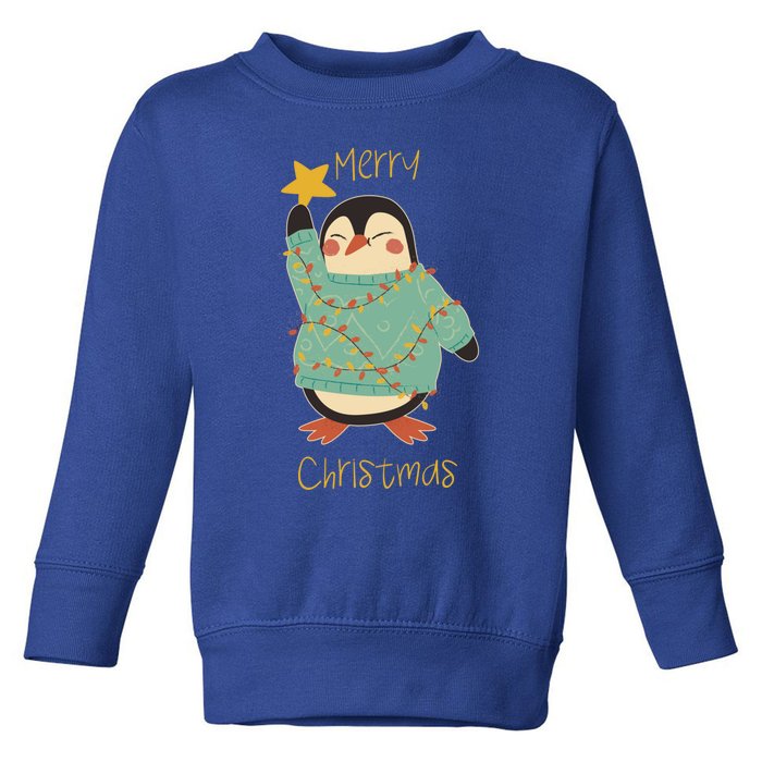 Merry Christmas Penguin Cool Gift Toddler Sweatshirt