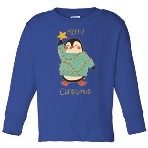 Merry Christmas Penguin Cool Gift Toddler Long Sleeve Shirt