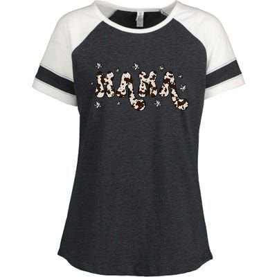 Mama Cow Print Mom Mother's Day Enza Ladies Jersey Colorblock Tee