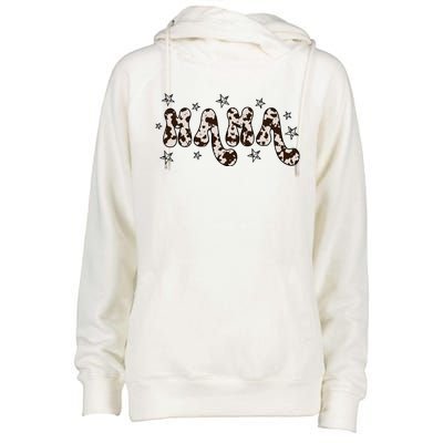 Mama Cow Print Mom Mother's Day Womens Funnel Neck Pullover Hood