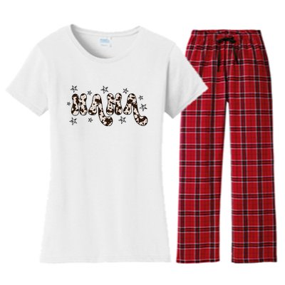 Mama Cow Print Mom Mother's Day Women's Flannel Pajama Set