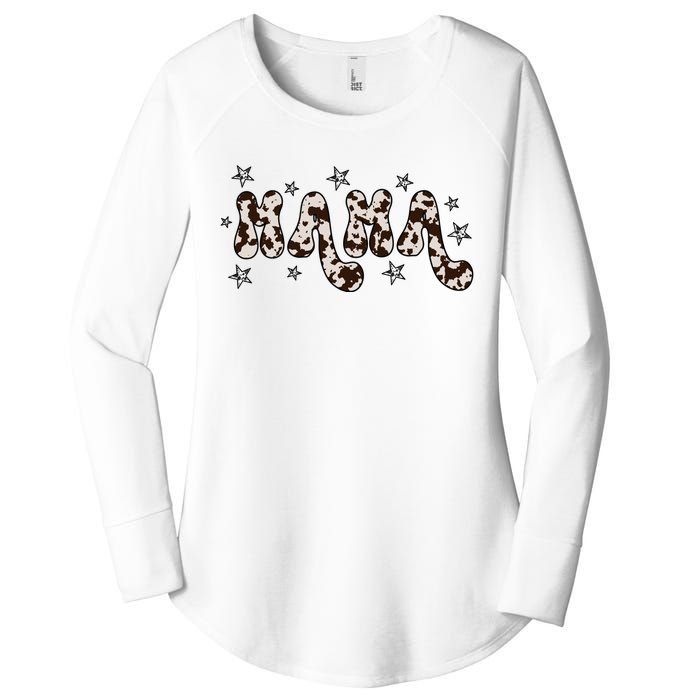 Mama Cow Print Mom Mother's Day Women's Perfect Tri Tunic Long Sleeve Shirt