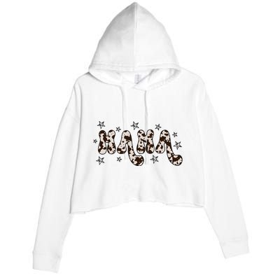 Mama Cow Print Mom Mother's Day Crop Fleece Hoodie