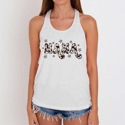 Mama Cow Print Mom Mother's Day Women's Knotted Racerback Tank