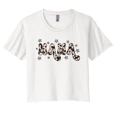 Mama Cow Print Mom Mother's Day Women's Crop Top Tee