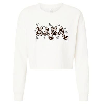 Mama Cow Print Mom Mother's Day Cropped Pullover Crew