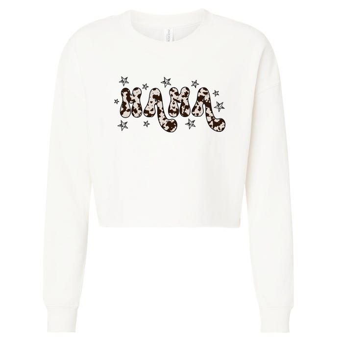 Mama Cow Print Mom Mother's Day Cropped Pullover Crew