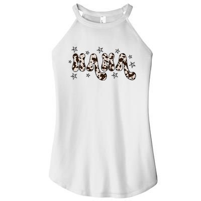 Mama Cow Print Mom Mother's Day Women's Perfect Tri Rocker Tank