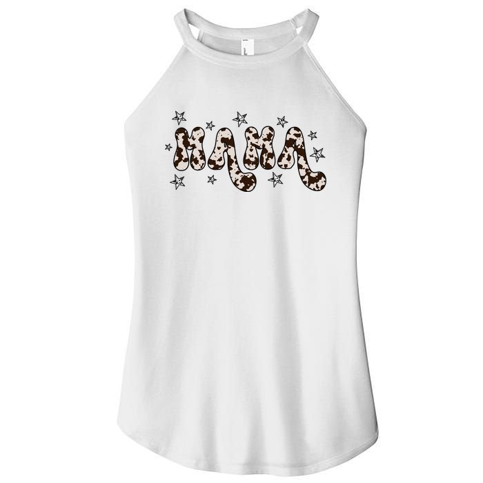 Mama Cow Print Mom Mother's Day Women's Perfect Tri Rocker Tank