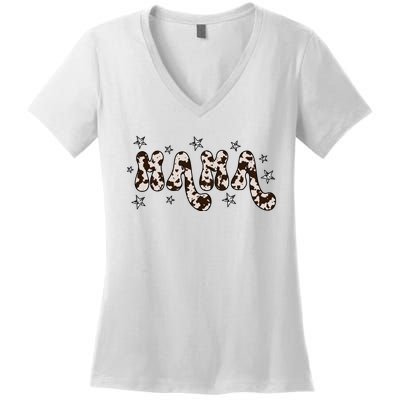 Mama Cow Print Mom Mother's Day Women's V-Neck T-Shirt