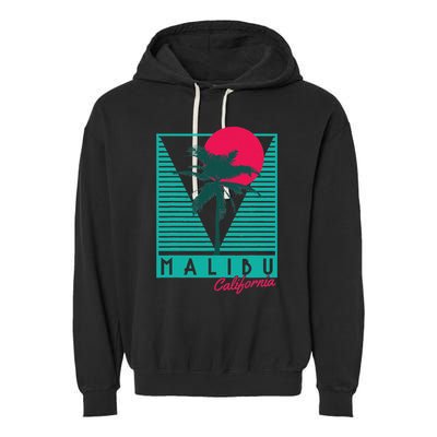 Malibu California Palm Trees Surf Vintage Retro Garment-Dyed Fleece Hoodie