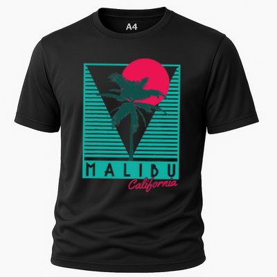 Malibu California Palm Trees Surf Vintage Retro Performance Shirt