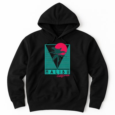 Malibu California Palm Trees Surf Vintage Retro Hoodie