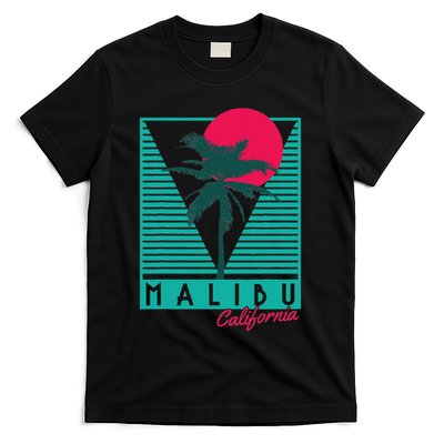 Malibu California Palm Trees Surf Vintage Retro T-Shirt