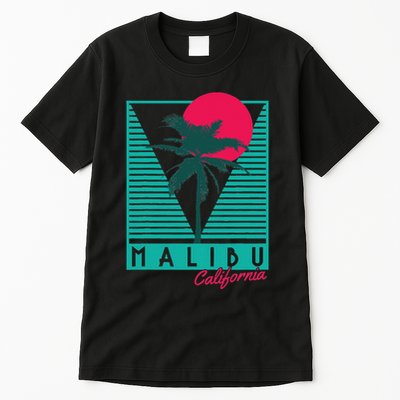 Malibu California Palm Trees Surf Vintage Retro Tall T-Shirt