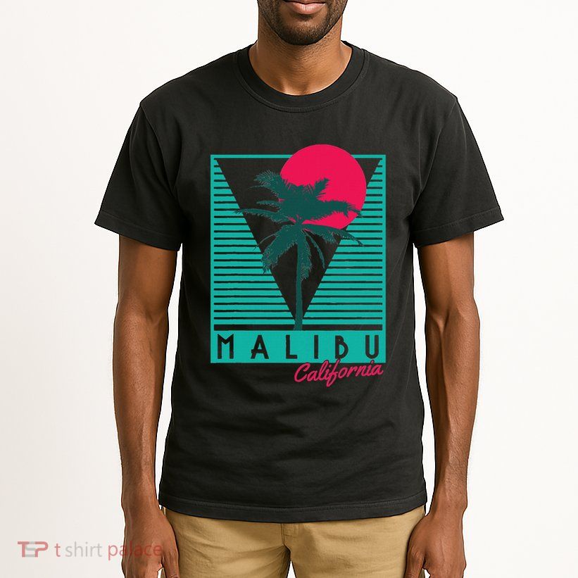 Malibu California Palm Trees Surf Vintage Retro Tall T-Shirt