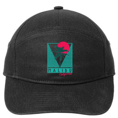 Malibu California Palm Trees Surf Vintage Retro 7-Panel Snapback Hat