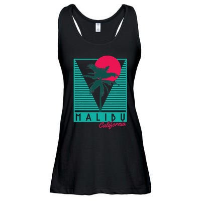 Malibu California Palm Trees Surf Vintage Retro Ladies Essential Flowy Tank