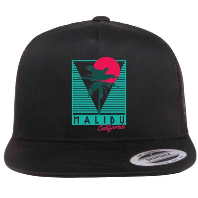 Malibu California Palm Trees Surf Vintage Retro Flatbill Hat