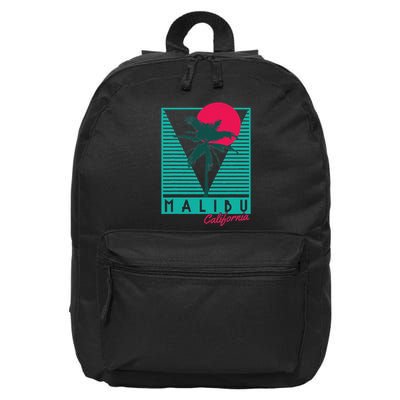 Malibu California Palm Trees Surf Vintage Retro 16 in Basic Backpack
