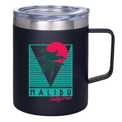 Malibu California Palm Trees Surf Vintage Retro 12oz Stainless Steel Coffee Mug