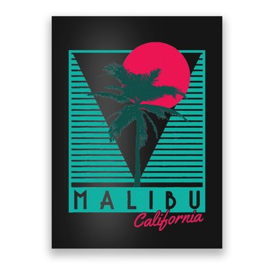 Malibu California Palm Trees Surf Vintage Retro Poster