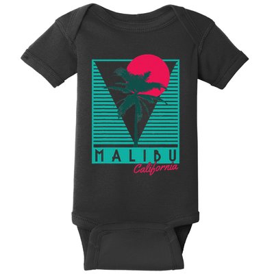Malibu California Palm Trees Surf Vintage Retro Baby Bodysuit