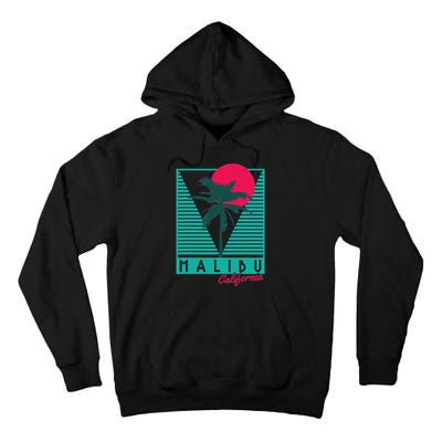 Malibu California Palm Trees Surf Vintage Retro Tall Hoodie