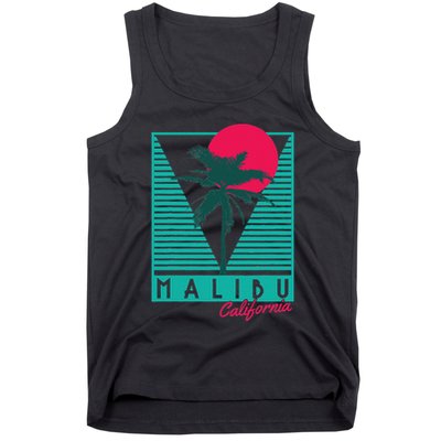 Malibu California Palm Trees Surf Vintage Retro Tank Top