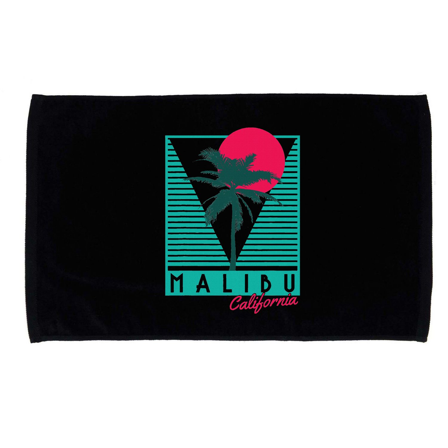 Malibu California Palm Trees Surf Vintage Retro Microfiber Hand Towel