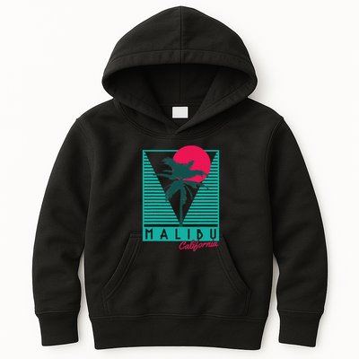 Malibu California Palm Trees Surf Vintage Retro Kids Hoodie