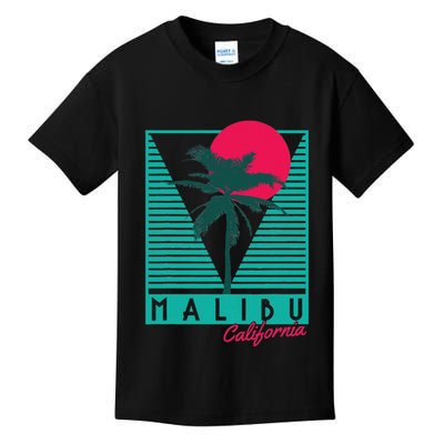 Malibu California Palm Trees Surf Vintage Retro Kids T-Shirt