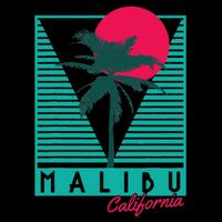 Malibu California Palm Trees Surf Vintage Retro Kids T-Shirt