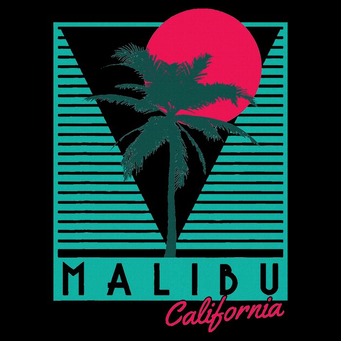 Malibu California Palm Trees Surf Vintage Retro Kids T-Shirt