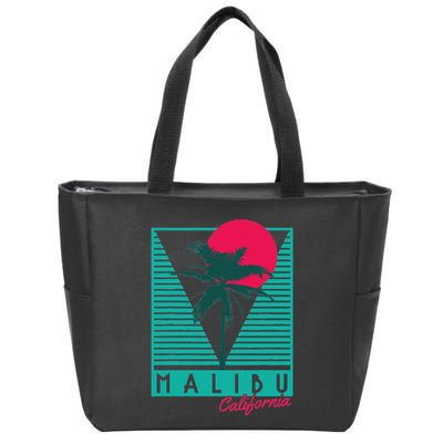 Malibu California Palm Trees Surf Vintage Retro Zip Tote Bag