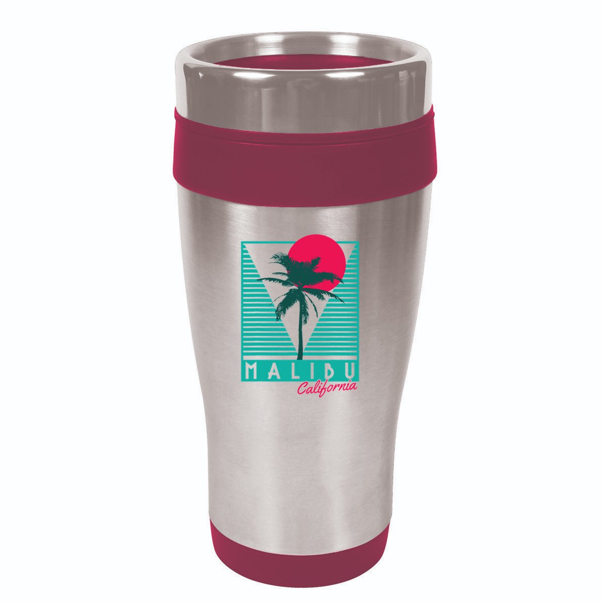 Malibu California Palm Trees Surf Vintage Retro 16oz Travel Tumbler