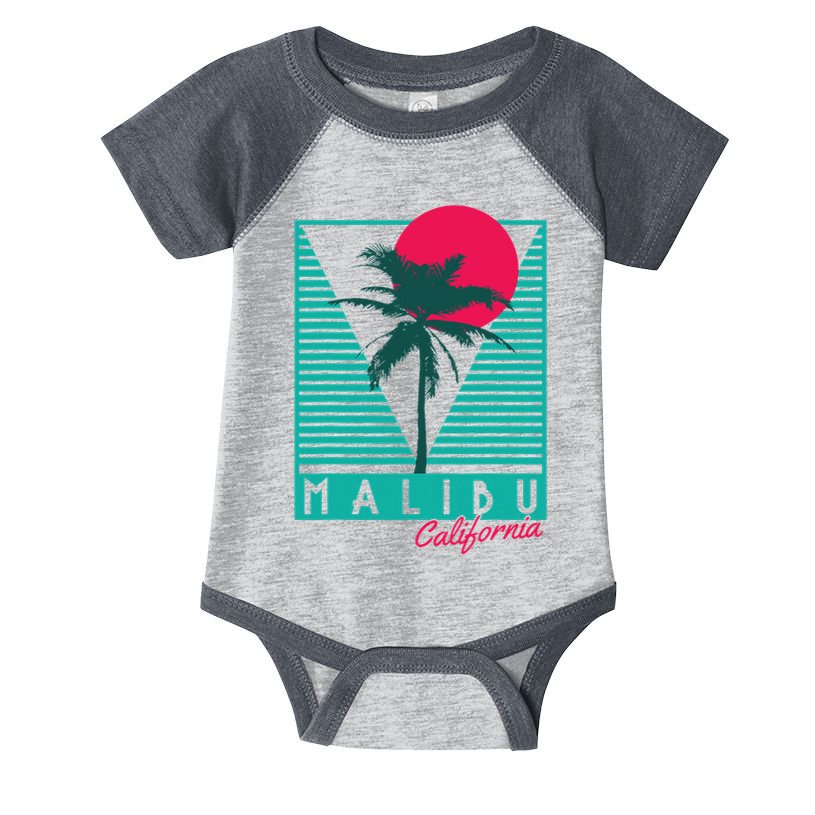 Malibu California Palm Trees Surf Vintage Retro Infant Baby Jersey Bodysuit