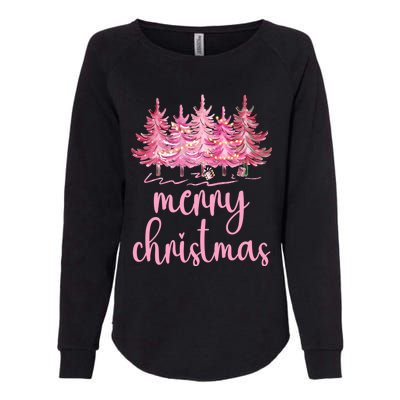 Merry Christmas Pink Christmas Tree Santa Xmas Gift Womens California Wash Sweatshirt