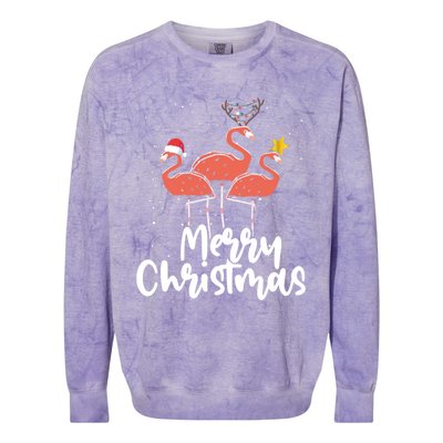 Merry Christmas Pink Flamingo Lover Xmas Wading Bird Gift Colorblast Crewneck Sweatshirt