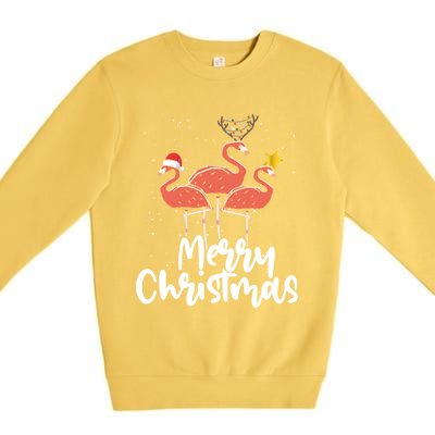 Merry Christmas Pink Flamingo Lover Xmas Wading Bird Gift Premium Crewneck Sweatshirt