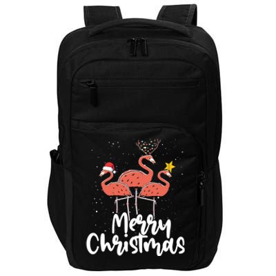 Merry Christmas Pink Flamingo Lover Xmas Wading Bird Gift Impact Tech Backpack