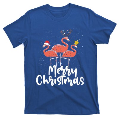 Merry Christmas Pink Flamingo Lover Xmas Wading Bird Gift T-Shirt