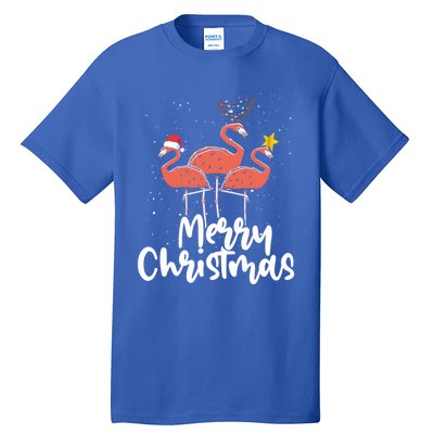 Merry Christmas Pink Flamingo Lover Xmas Wading Bird Gift Tall T-Shirt