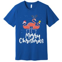 Merry Christmas Pink Flamingo Lover Xmas Wading Bird Gift Premium T-Shirt